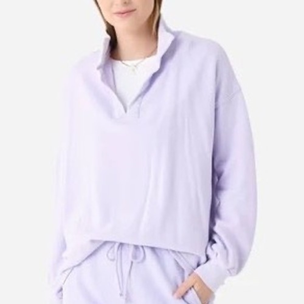 Xirena Reid Sweatshirt Women Small Lavender Purple Quarter Zip Cotton Fleece